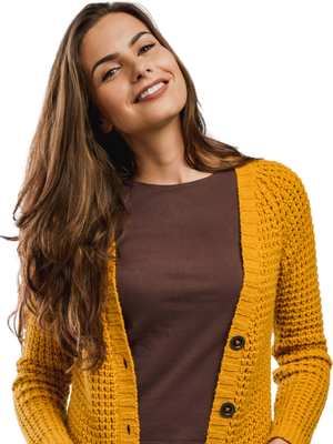 Woman smiling confidently, enjoying the flexibility of an easy access savings account.
