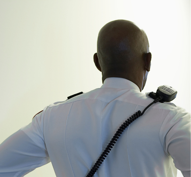 Back of prison officer who is a member of a prison service credit union