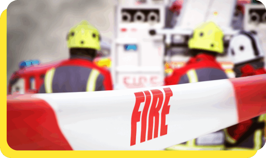 Fire service cordon tape marking an emergency scene, representing our credit union's expanded commitment to supporting firefighters after credit union mergers.