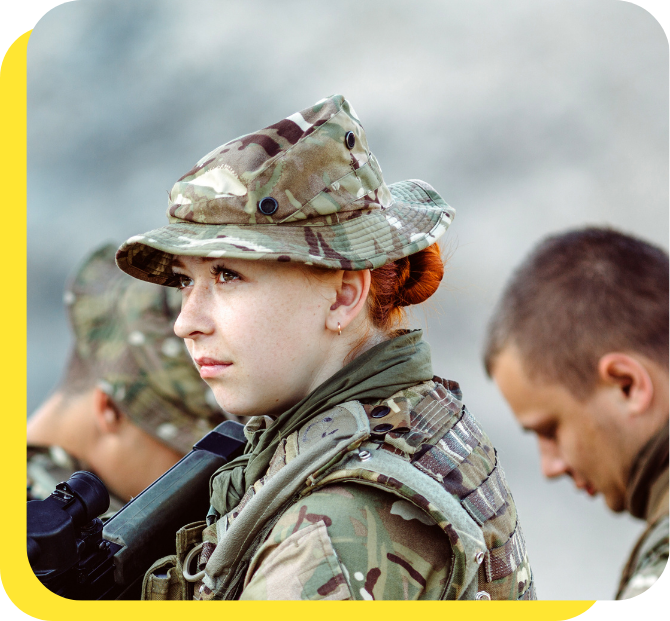 Smiling female soldier representing our credit union's proud history of supporting military families and armed forces personnel