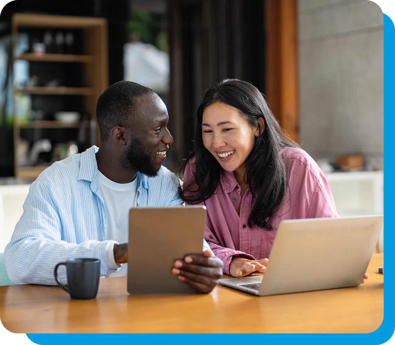 Couple smiling after applying for the Welfare Fund