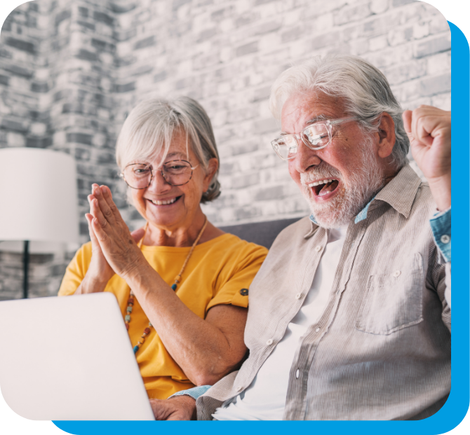 Couple celebrating after seeing their credit union lottery win